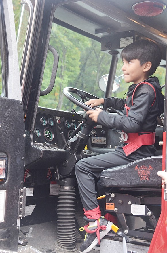 <p class="Picture">Sergio Garcia was promoted from a ninja to a fire truck driver when the Port Chester Volunteer Fire Department swung by the school.&nbsp;</p>