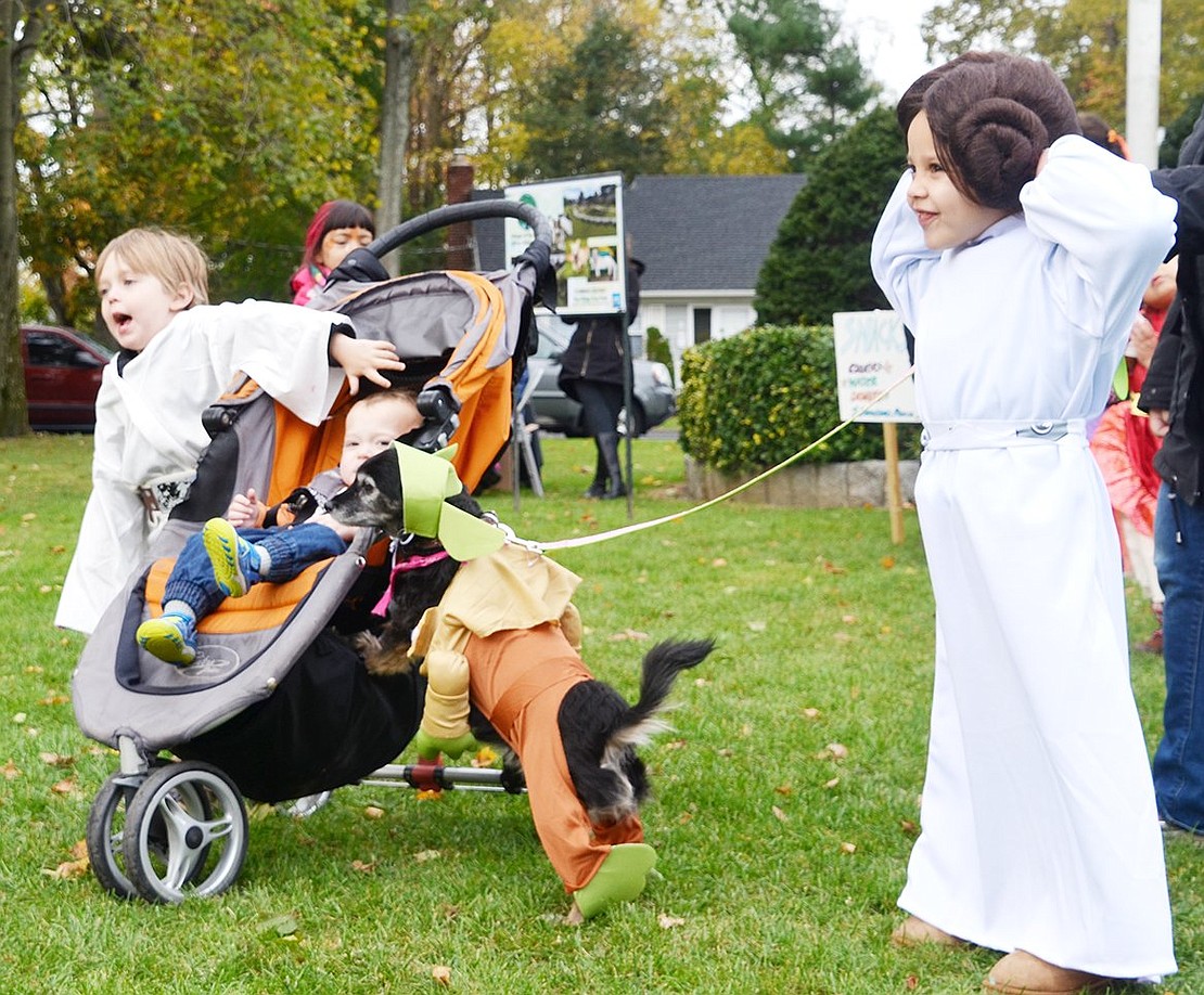 <p class="Picture">The Force howled in the park as Oren, Caleb, Mochie and Paige Fery of Prospect Street dressed up as Luke and Leia Skywalker and Yoda.&nbsp;</p>