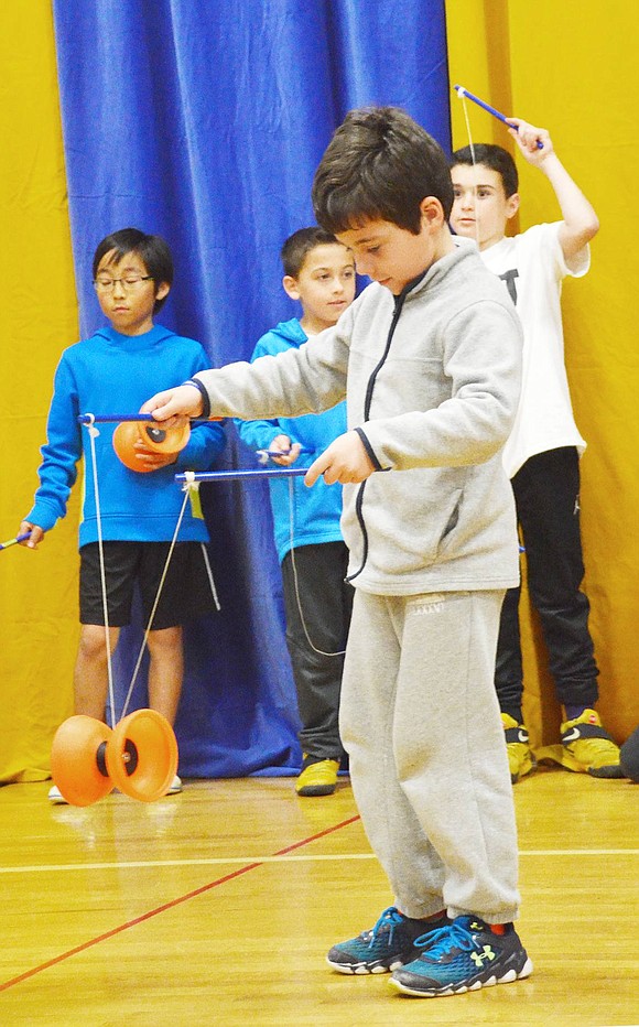 <p class="Picture">Federico Pardinas Russo shows off his diabolo stick skills. Experts can throw the disc high into the air and catch it on the string.&nbsp;</p>