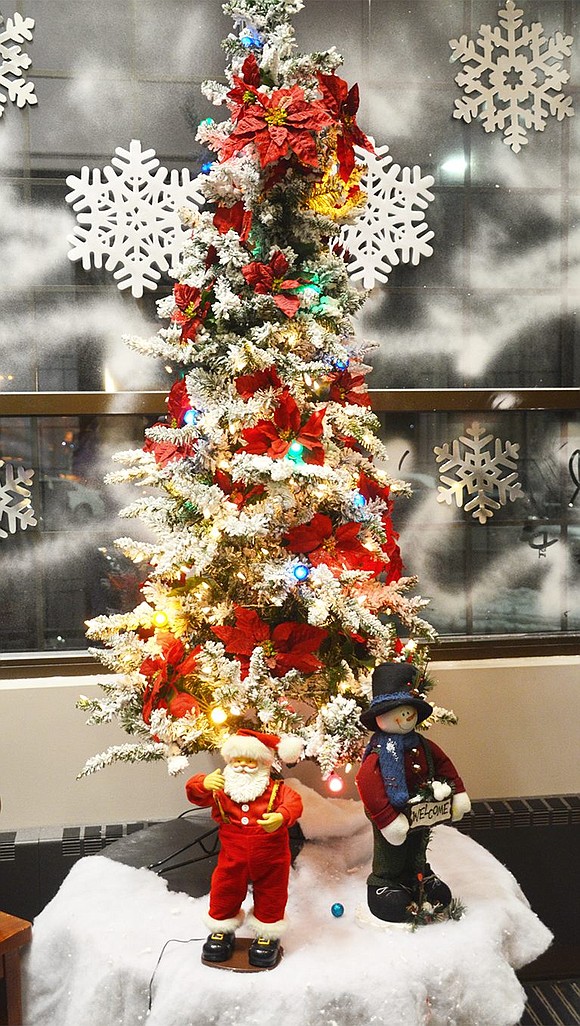 <span style="font-family: Arial;">Some of the festive decorations adorning the Port Chester Senior Center during the holiday season.</span>