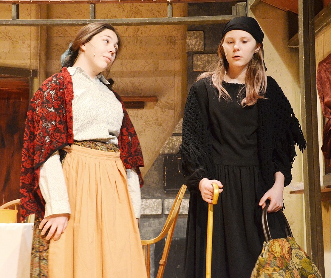 <p class="Picture">Golde, played by Rachel Dashow, speaks with the village&rsquo;s matchmaker, Yente, played by Clara Hastings, about a man who has his eyes on Golde&rsquo;s eldest daughter.&nbsp;</p>