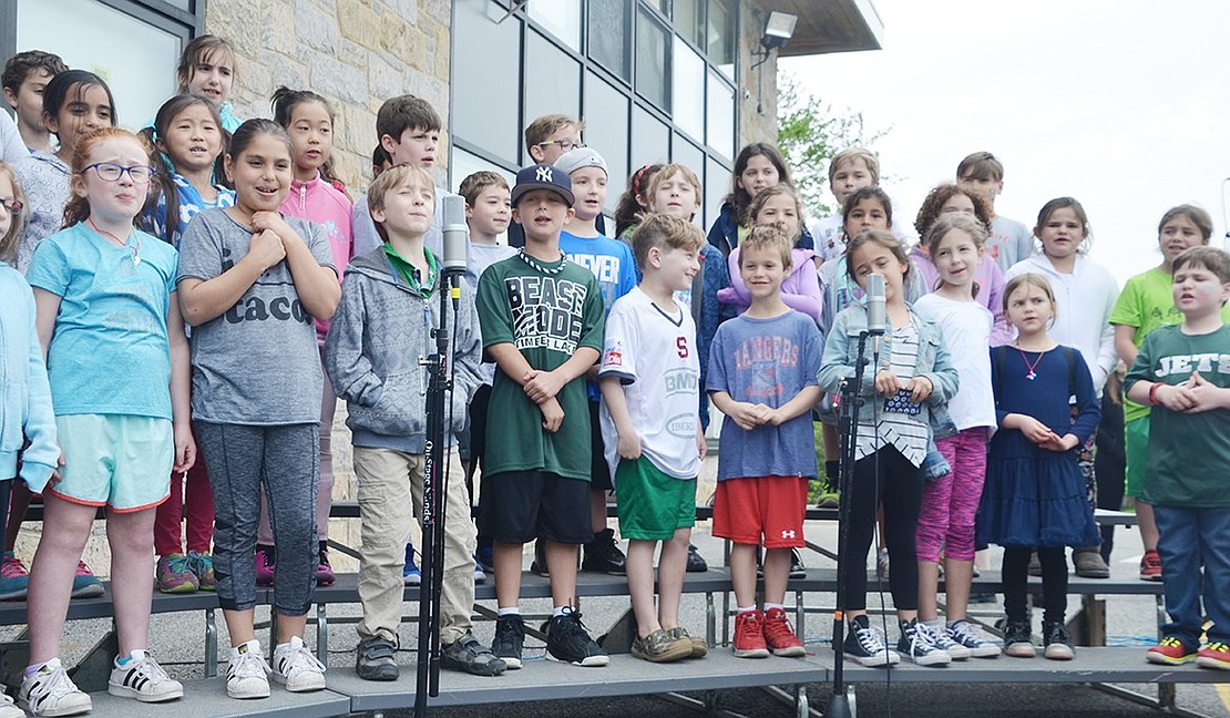 Bruno M. Ponterio Ridge Street School second graders sing “Isn’t She Lovely?” during the annual Blue Bird Bash on Saturday, May 20. The event was held to raise money for the school. PHOTO STORY BY CASEY WATTS