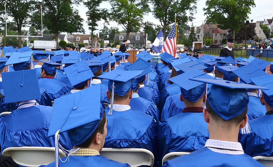 A sea of blue caps