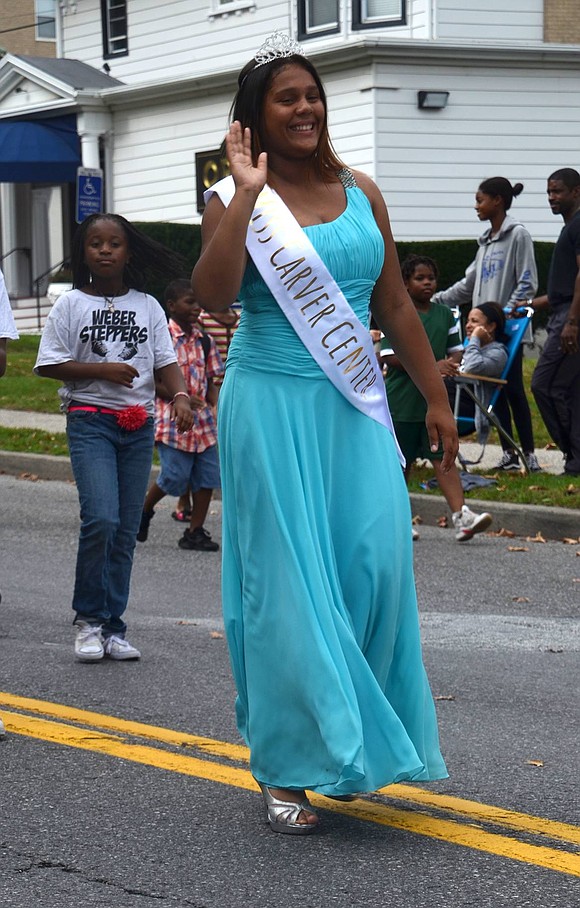 Miss Carver Center Jaelynn Finklea, 17, of Summer Street represents the community center in the parade. 