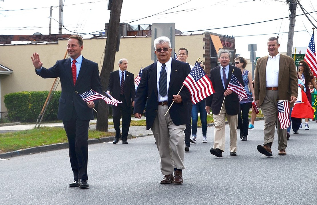 Elected officials such as County Executive Rob Astorino (left) and Port Chester Mayor Richard “Fritz” Falanka march in the parade. 