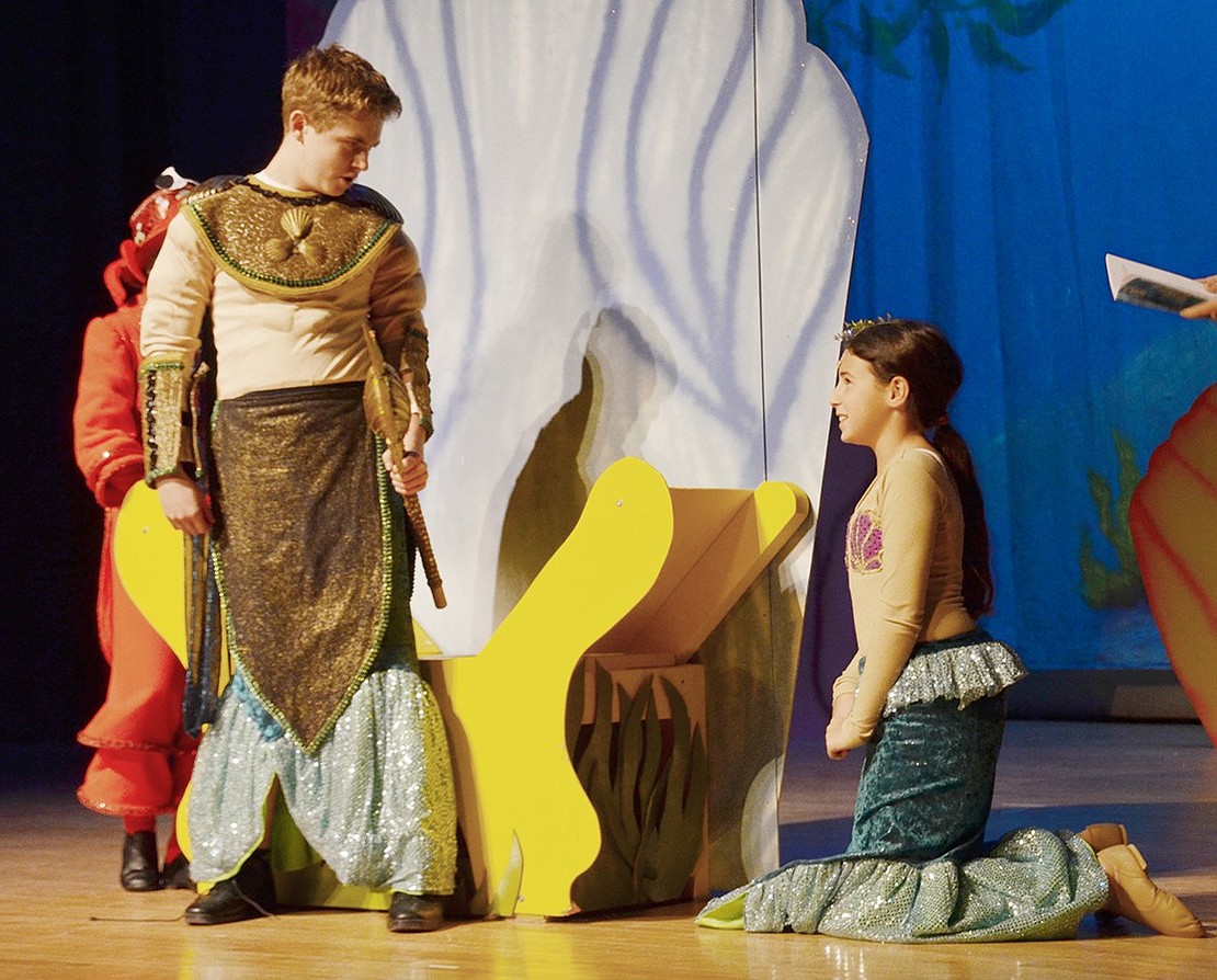 After missing a performance with her sisters, Ariel, played by Cassidy Wohl, apologizes to her father King Triton, played by Conner Salvatore, for her absence. Wohl is featured as Ariel in the Thursday, Jan. 25, evening performance and on Saturday afternoon at 12 p.m. 