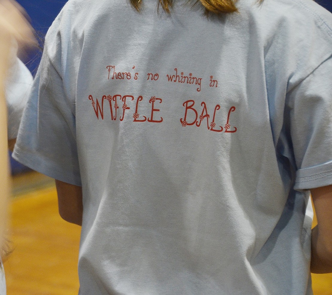 Samantha Rinello, a King Street School fifth-grader, sports an appropriate motto on the back of the “Port Chester Peaches” team shirt. 