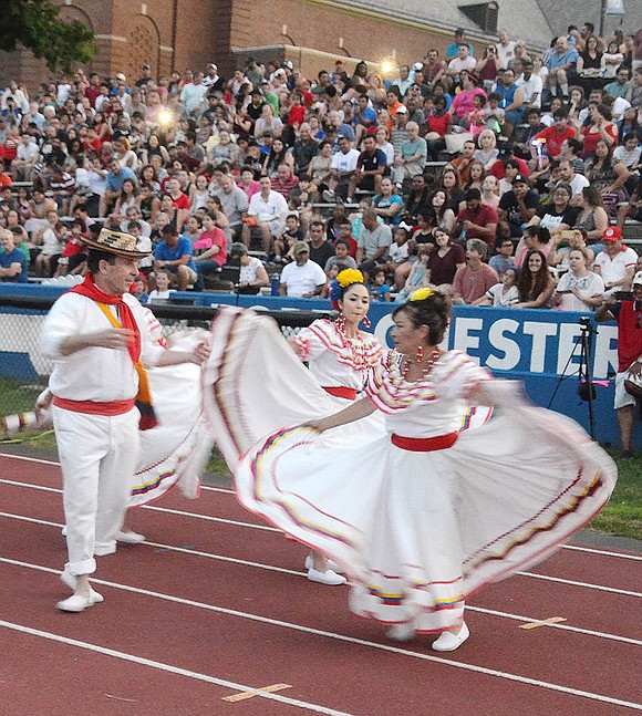 The Port Chester-based Alma Solana Dance Troupe entertains the crowd with Colombian dances.