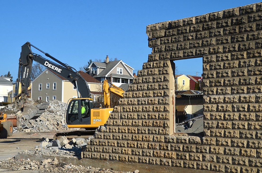 One of the final walls standing on the original building at the Rye Town-turned Rye Brook Department of Public Works site whose bricks are now valuable for replacement because they aren’t made anymore.