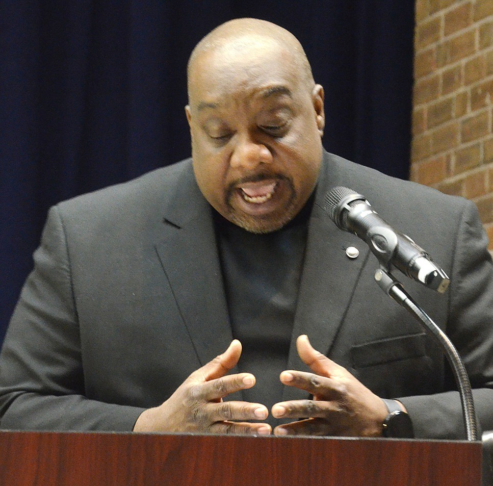 Rev. Patrice Kemp, Sr. from St. Frances AME Zion Church in Port Chester gives the keynote address. He said Martin Luther King Day hasn’t reached the commercialism of other national holidays and is truly about service.