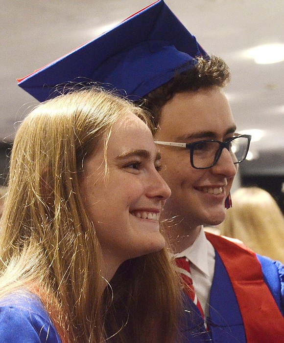 Good friends Lisa Brady and Matias Goldfeld smile together after the ceremony.