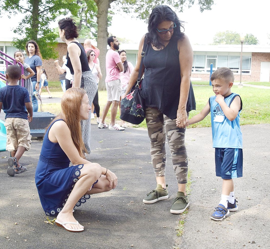 Even though grandma Joann is holding his hand, JJ Ciraco is nervous about meeting his new King Street School teacher Lindsay Renda.