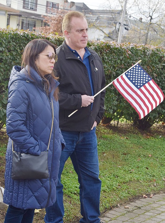 Although the turnout is usually sparse, Port Chester native Ray Cardinali, a Gulf War veteran, and his wife Cheryl, who live in New York City, build the Veterans Day ceremony in Ray’s hometown into their yearly routine.