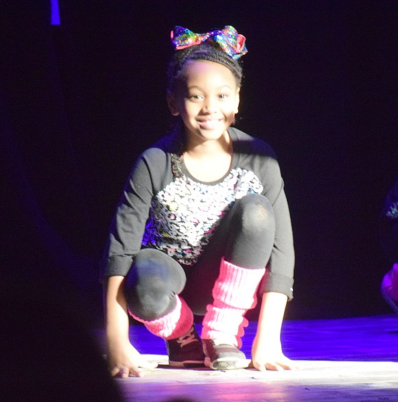 The spotlight is on Ridge Street School third-grader Tatiana Williams as she gets ready to dance her heart out to Dua Lipa’s “New Rules” with her group Girl Power. The dance crew was one of many skillful acts that performed during the Blind Brook Destination Imagination Booster Club’s second Blind Brook’s Got Talent show on Friday, Jan. 31.