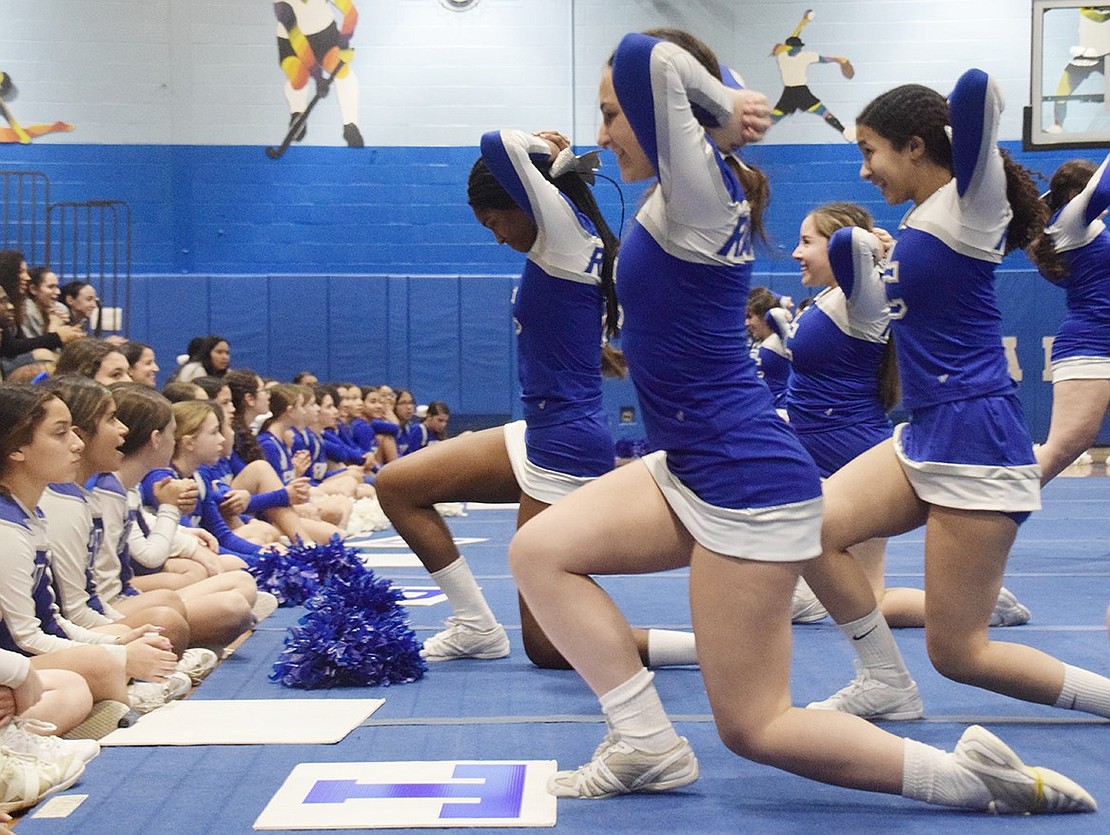 The public and fellow teammates have the chance to get up close and personal with the varsity team as they perform.