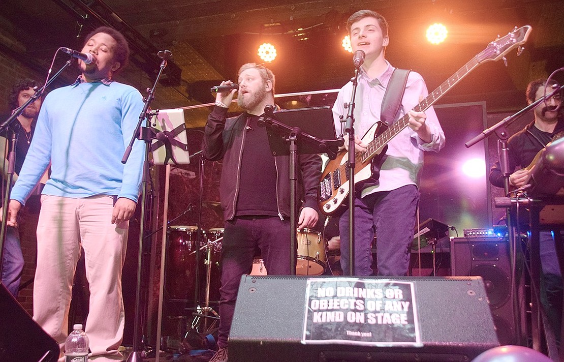 To close out the show, special guests 27-year-old Kerryn Prieto (left) and 17-year-old Sebastian Gomez (right) sing along with one of the Ensemble’s lead vocalists, Dan Rappaport.