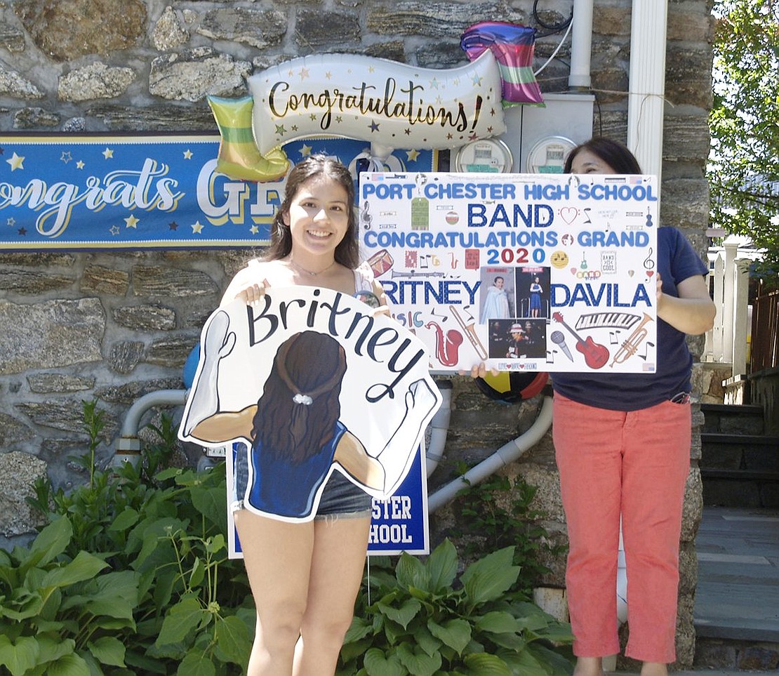 Port Chester High School senior Britney Davila celebrates her accomplishments as a drum major.