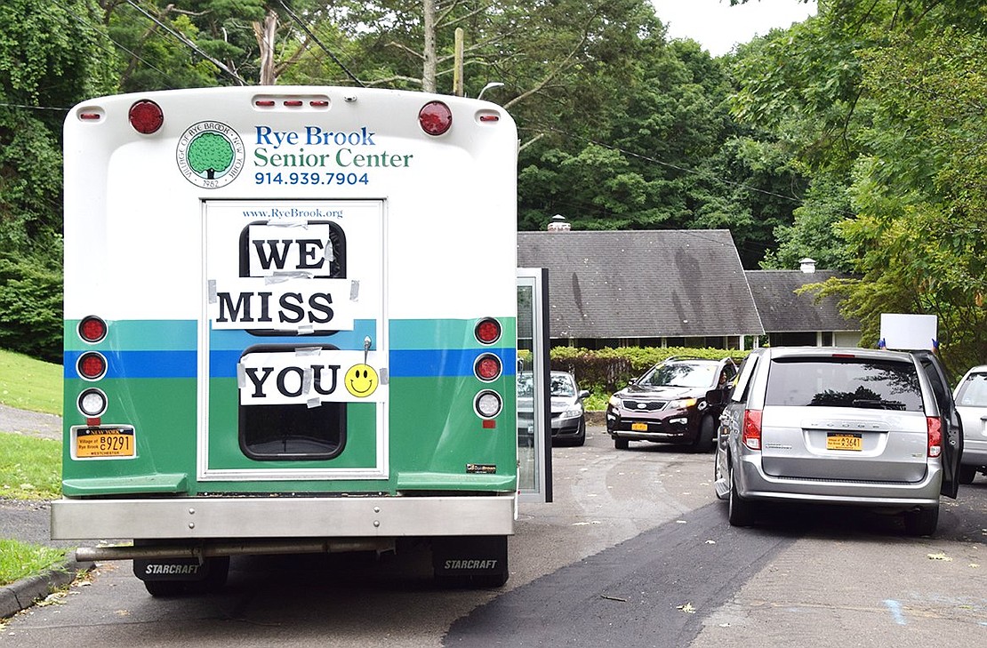 Rye Brook Senior Center staff stopped by and said hello to their members on Thursday, Aug. 6 as they delivered ice cream to their doorsteps.
