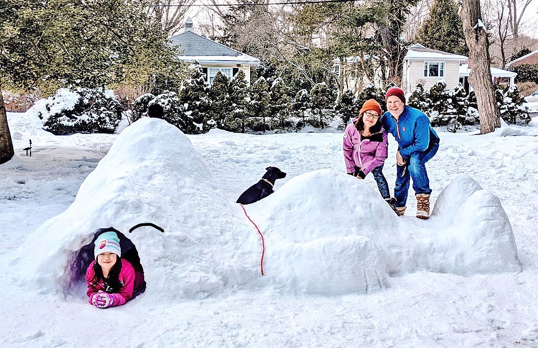 Good grief! The Murray family used the Rye Brook Igloo Building Contest to test themselves in constructing the classic Peanuts character, Snoopy. The 30 Windingwood Rd. family’s snowy creation was one of four recognized as winners.