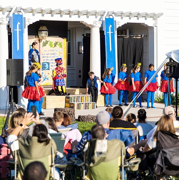 The Duloc Dancers introduce Lord Farquaad (Vincent Sculti of Rye).