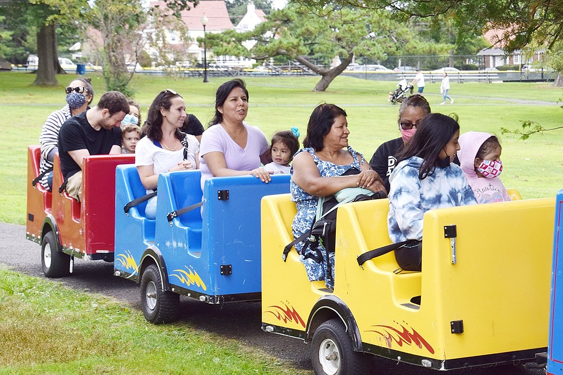Families attending Port Chester Day enjoy a pleasant train ride around Lyon Park.