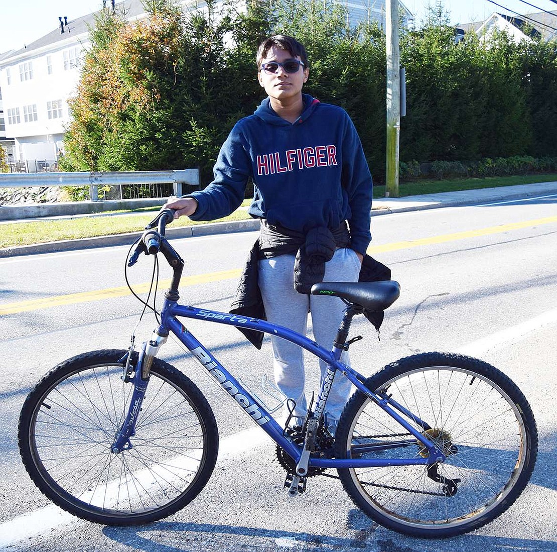 Port Chester High School freshman Cristian Montenegro found a bicycle in the woods on Bowman Avenue which he plans to use after a minor repair.