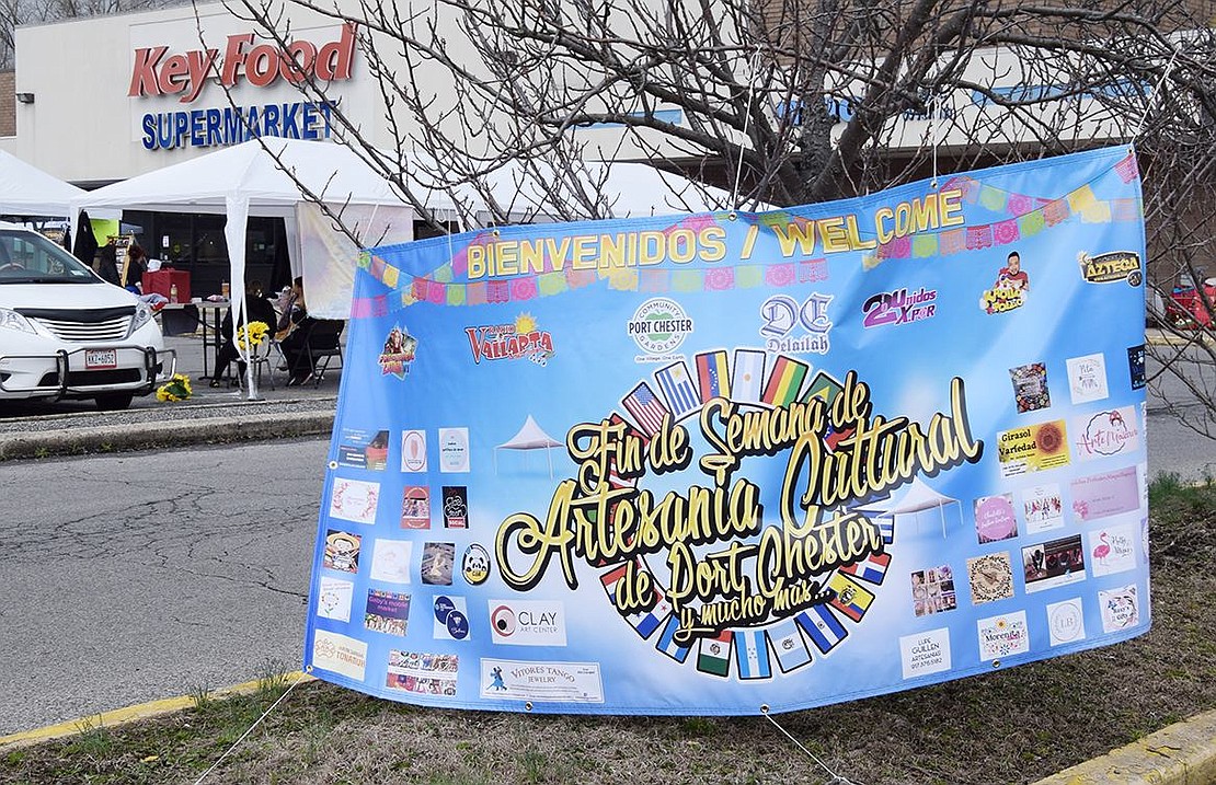 Banner welcoming people to Port Chester’s first Cultural Handicrafts Weekend on Saturday and Sunday, Mar. 26 and 27 in the parking lot at 130 Midland Ave.