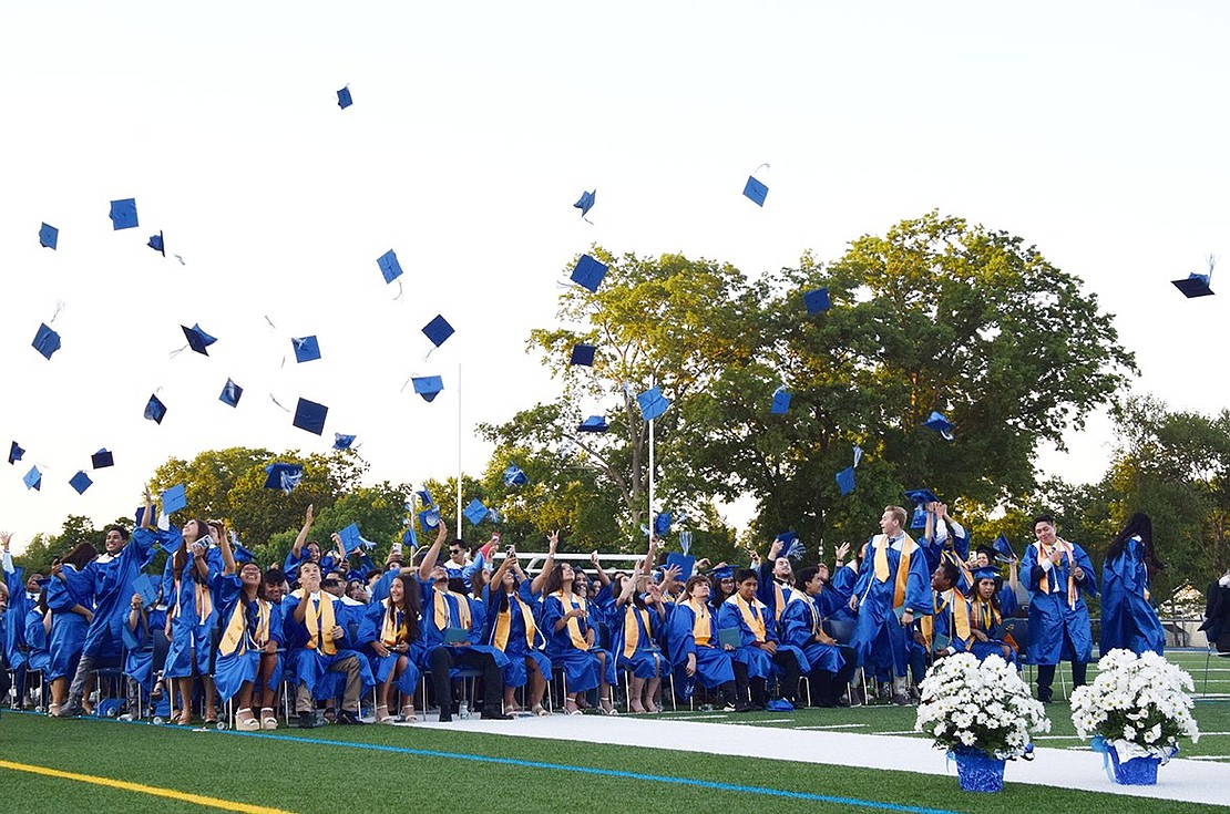 Caps in the air make it official! Former students in the Class of 2022 are officially graduates of Port Chester High School.