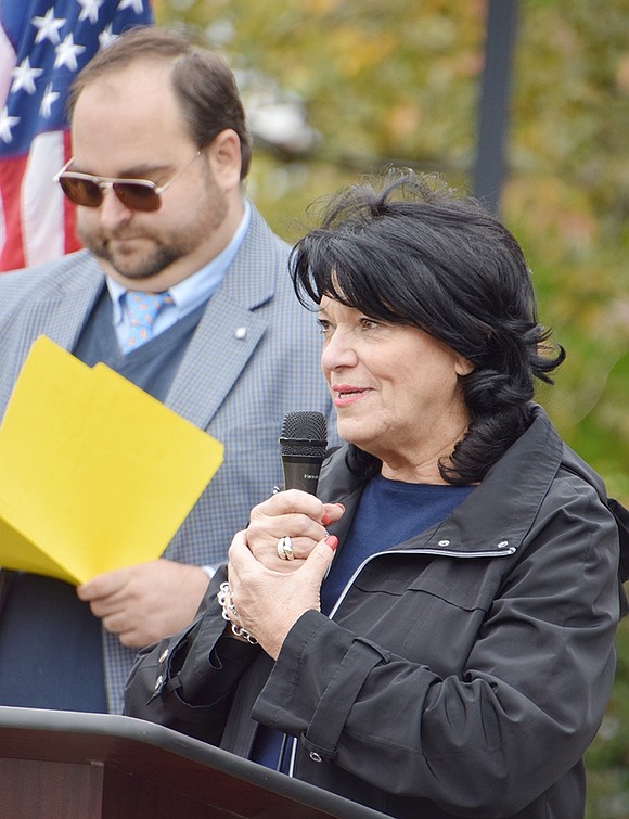 Rye Town Clerk Hope Vespia remembers veteran Bill Chiappetta, a member of the Port Chester American Legion who organized the Veterans Day ceremony and Memorial Day ceremonies and parade for the past decade and died Oct. 1. “I know he is looking down on us,” she said.